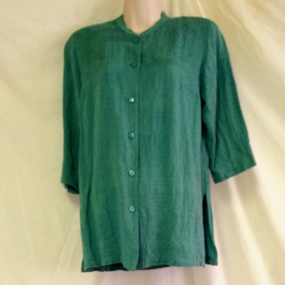 ERIN Button Down Tunic Top Size M 3/4 Sleeves